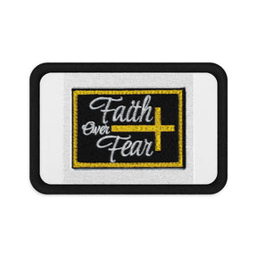 Faith Over Fear Embroidered Patch — Religious Rectangle Iron-On Patch