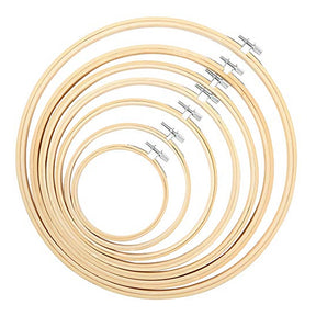 7 Pieces Embroidery Hoops Set Bamboo Circle Cross Stitch Craft Sewing
