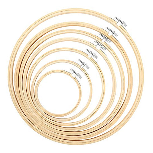 7 Pieces Embroidery Hoops Set Bamboo Circle Cross Stitch Craft Sewing