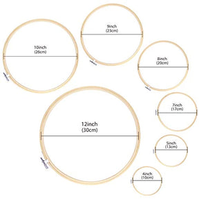 7 Pieces Embroidery Hoops Set Bamboo Circle Cross Stitch Craft Sewing