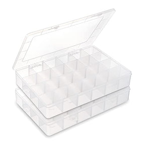 2 Pack 24 Grids Plastic Organizer Box Craft Containers With Adjustable Dividers