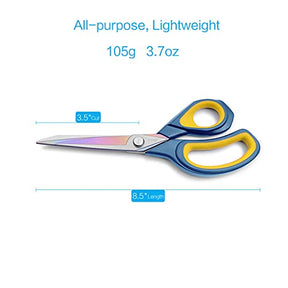 8.5 Inches Navy Blue/Yellow Fabric Scissors All-Purpose Stainless Steel Scissors