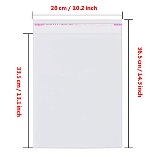 10x13 200 Pcs Cellophane Bags Resealable Plastic Bags Packaging Clothing