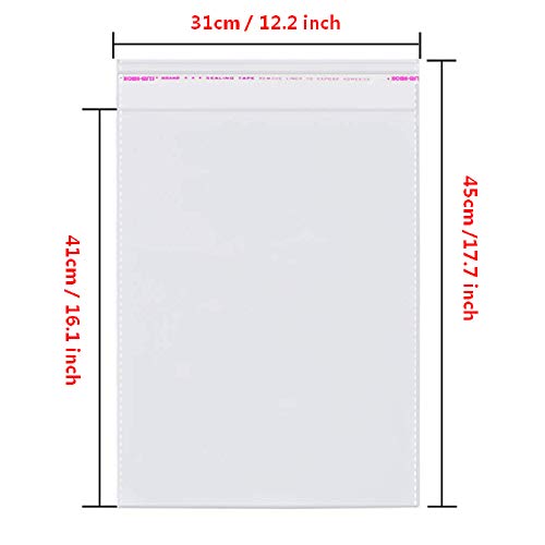 12x16 100 Pcs Cellophane Bags Resealable Plastic Bags Packaging Clothes