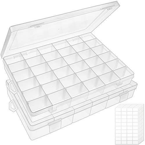 2 Pack 36 Grids Plastic Organizer Box Storage Container Adjustable Dividers