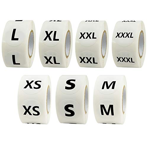 2800 Pcs 7 Sizes  Clothing Size Round Sticker Size Tags For Clothing