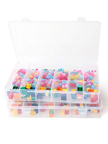2 PCS 18 Grids Clear Plastic Organizer Container Thread Storage Box