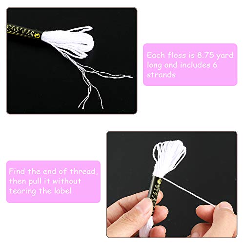 24 Skeins White Embroidery Threads Cotton Embroidery Floss With 12 Pcs Bobbins