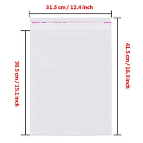 12x15 200 Pcs Clear Cello Cellophane Bags Resealable Plastic Bags