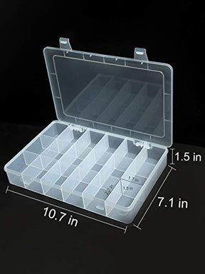 2 PCS 18 Grids Clear Plastic Organizer Container Thread Storage Box