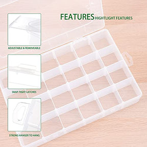 24 Grids Plastic Organizer Box Craft Storage Container With Adjustable Dividers