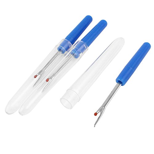 3 Pcs Blue Plastic Handle Sewing Stitch Thread Seam Ripper Unpicker