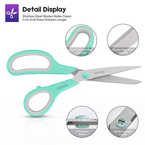 3 Pack Mint Grey Purple Scissors Sewing Scissors Craft Scissors