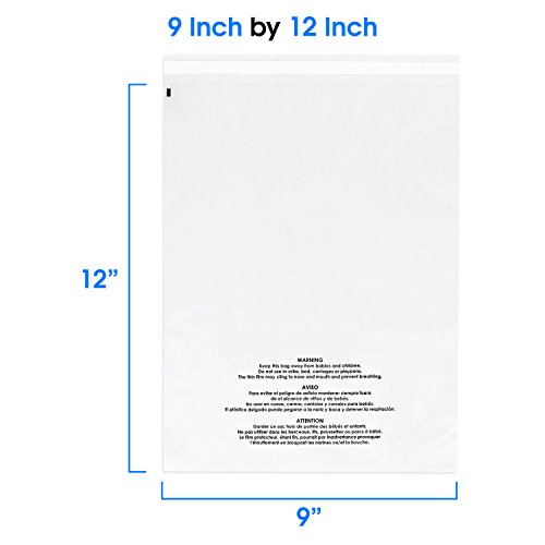 9x12 100 Count Poly Bags Plastic Shirt Bags Clear Plastic Bags