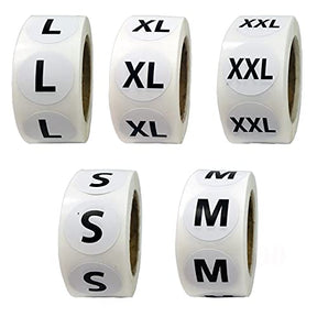 3500 Pcs 5 Size  Clothing Stickers Adhesive Size Stickers For Clothing