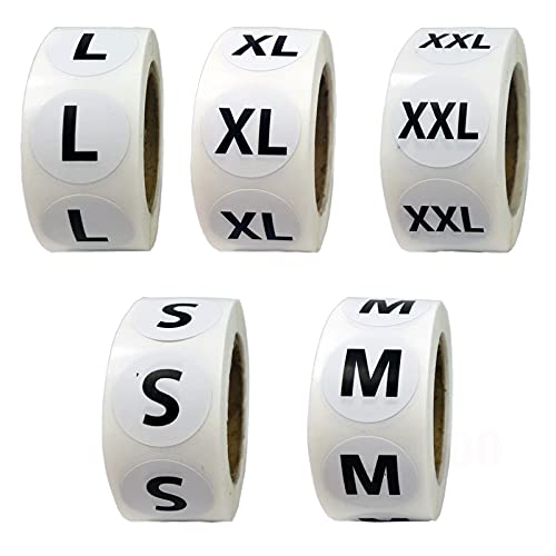 3500 Pcs 5 Size  Clothing Stickers Adhesive Size Stickers For Clothing