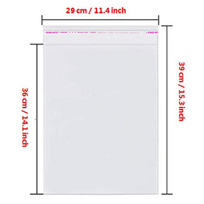 11x14 200 Pcs Clear Cello Cellophane Bags Resealable Plastic Bags