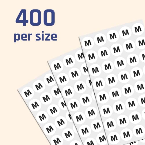 5 Sizes Pack Of 2000 Size Stickers For Clothing, Size Tags For Clothing