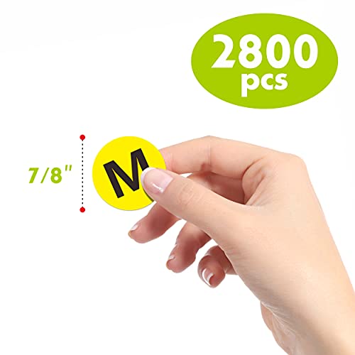 7 Sizes 2800 Pcs Colorful Clothing Size Adhesive Labels Sizing Stickers