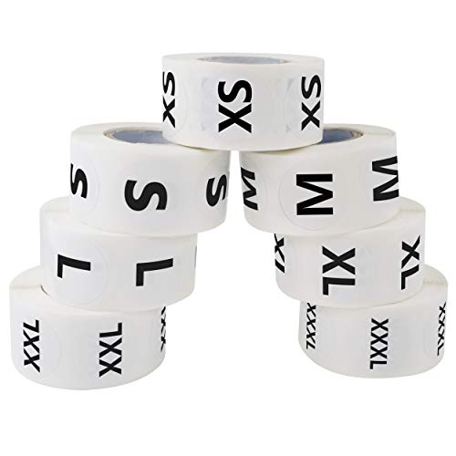 2800 Pcs 7 Sizes  Clothing Size Round Sticker Size Tags For Clothing