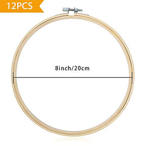 12 Pieces 8 Inch Embroidery Hoops Cross Stitch Hoop Ring For Art Craft Handy Sewing