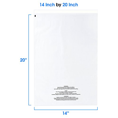 14x20 100 Count Clear Poly Bags T Shirt Plastic Bags