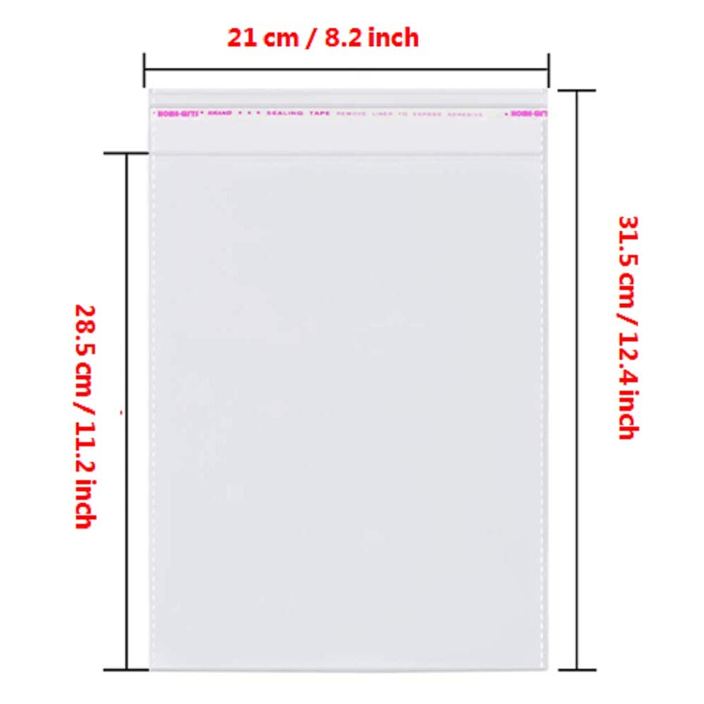 8x11 200 Pcs Cellophane Bags Resealable Plastic Bags Packaging Clothing