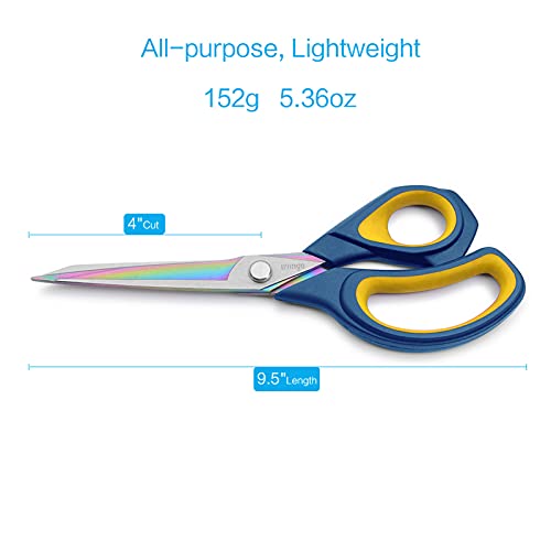 9.5 Inches Blue/Yellow Fabric Scissors All-Purpose Stainless Steel Scissors