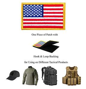 Gold Border Tactical Patches USA Flag With Hook And Loop For Military Uniform