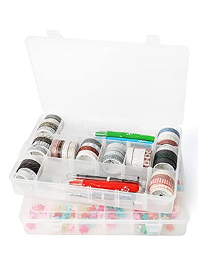 2 PCS 18 Grids Plastic Organizer Container Storage Box With Adjustable Dividers