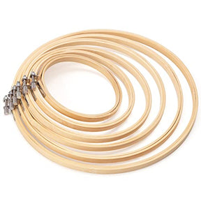 6 Pieces Embroidery Hoops Bamboo Circle Cross Stitch Hoops