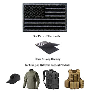 Black Grey Tactical Patch USA Flag With Hook And Loop For Military Uniform