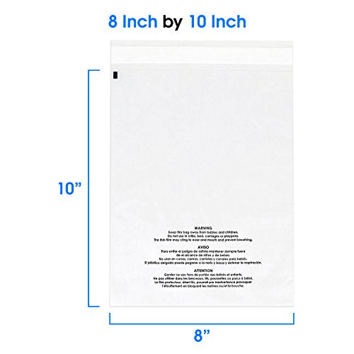 8x10 200 Count Clear Poly Bags T Shirt Plastic Bags Cellophane Bags