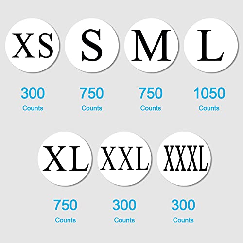 All 7 Sizes Pack Of 4200 Clothing Size Stickers Sizing Stickers With Zipper Bag