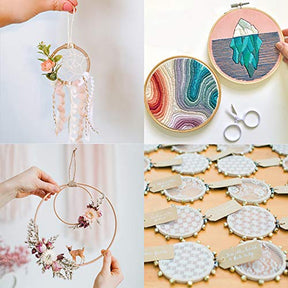12 Pieces 3 Inch Bamboo Circle Hoops Rings For Embroidery And Cross Stitch