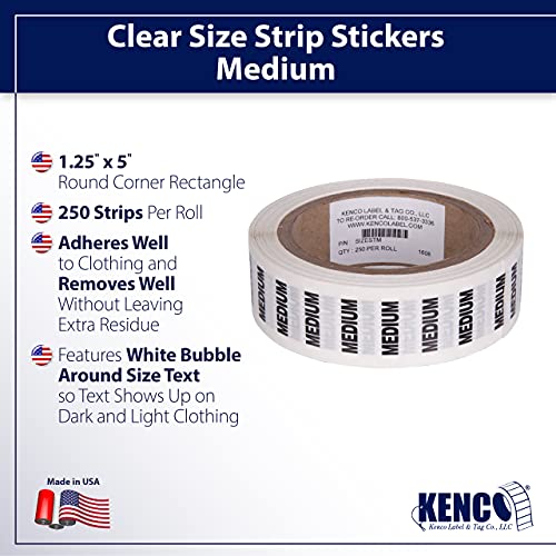 Medium Clothing Size Strip Labels 250 Strips Per Roll Clothing Size Labels