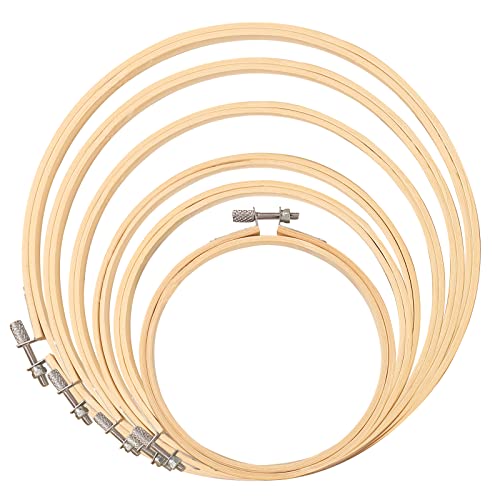6 Pieces Embroidery Hoops Bamboo Circle Cross Stitch Hoops