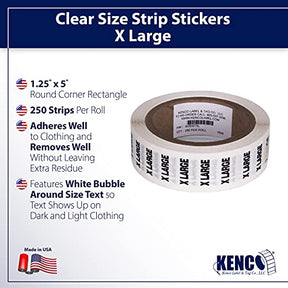 Extra Large Clothing Size Strip Labels 250 Strips Per Roll Clothing Stickers