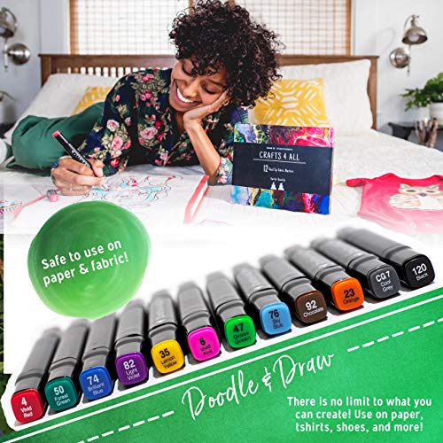 12 Pack Fabric Markers Pens Permanent Fabric Pens Textile Marker