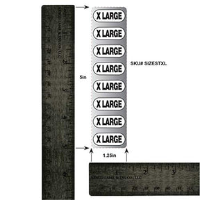 Extra Large Clothing Size Strip Labels 250 Strips Per Roll Clothing Stickers