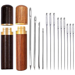 2 Pcs Needle Case With 9 Pcs Sewing Needles And 4 Pcs Leather Stitching Needle