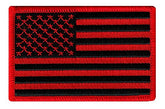 Red Black USA Flag Embroidered Patch United States Iron On Military