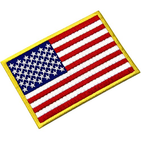 Gold Border American Flag Embroidered Patch For America Army Uniform Iron On
