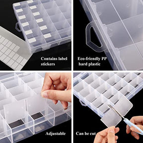 2 Pack 36 Grids Plastic Organizer Box Storage Container Adjustable Dividers