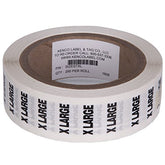 Extra Large Clothing Size Strip Labels 250 Strips Per Roll Clothing Stickers