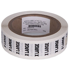 Extra Large Clothing Size Strip Labels 250 Strips Per Roll Clothing Stickers