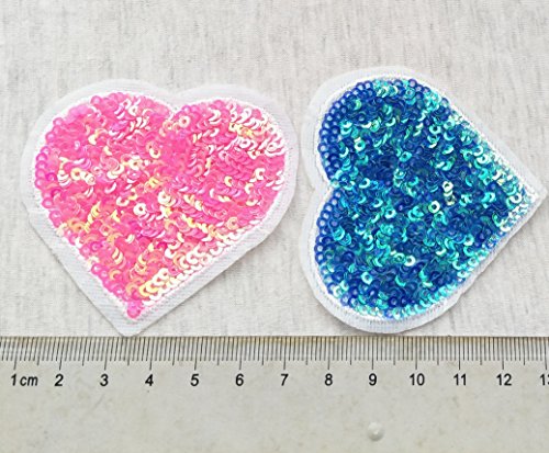 12 Pcs Love Heart With Sequin Kid Embroidered Patch Iron On Patch Applique