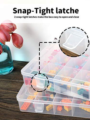 2 PCS 18 Grids Clear Plastic Organizer Container Thread Storage Box