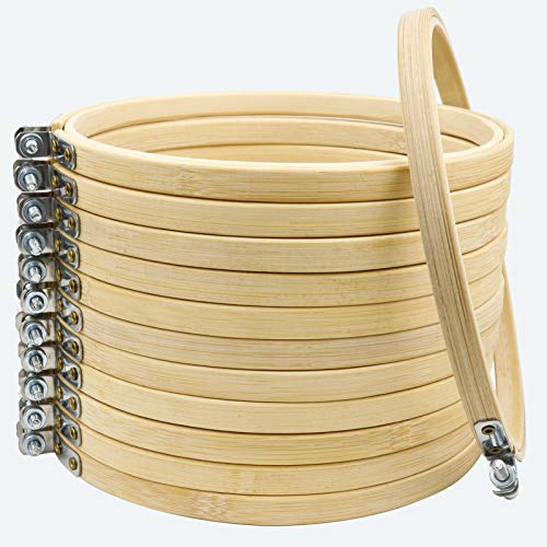 12 Pieces 6 Inch Bamboo Circle Hoops Rings For Embroidery And Cross Stitch