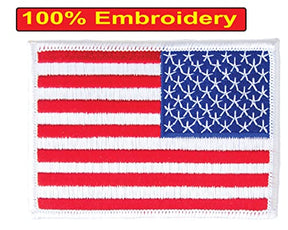White Border Reverse USA Flag Embroidered Patch Iron On Sew On Patch